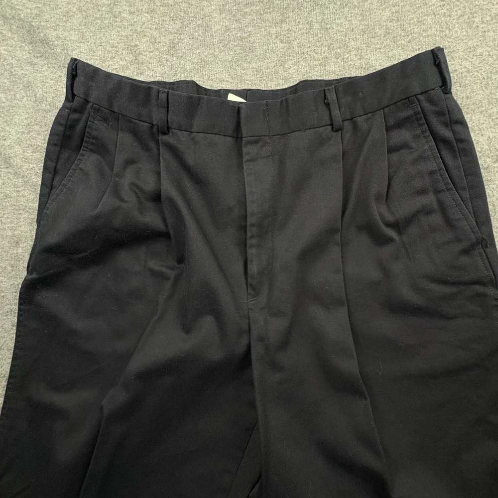 (2) Lands' End Mens 36-R Black Pleated Cuffed Dress Pants Wardrobe Staple *READ*